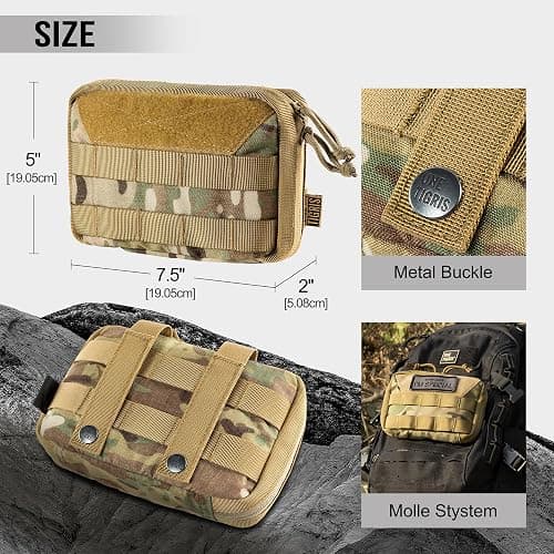 OneTigris MOLLE Pouch, Tactical Admin Pouch Belt EDC Tool Organizer Zippered Utility Waist Pack 7.5"x5"x2" thumbnail 5