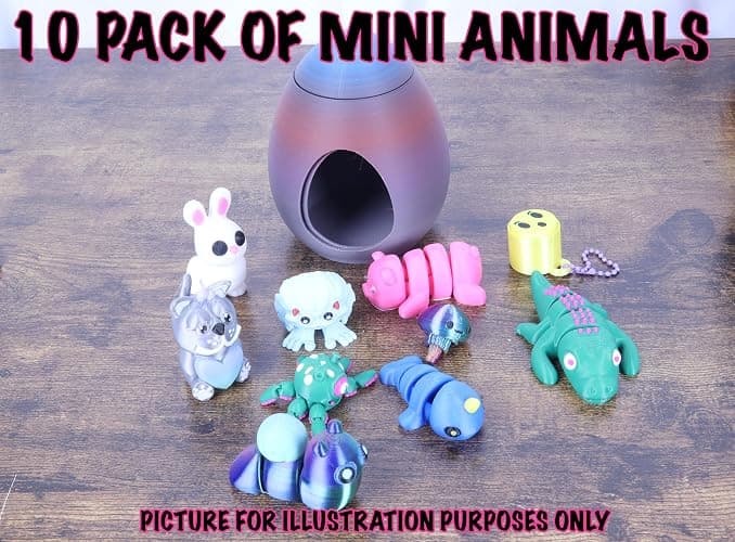 3D Printed Mystery Animal Fidget Pack, 10 Pieces, Fun and Unique Articulated Designs with Revolving Egg Easter thumbnail 5
