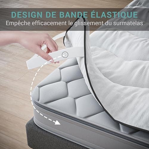 CASABEL Surmatelas Nuage 140 x 190 cm en Microfibre - Confort Optimal - Moelleux, Anti-acarien, Respirant- pour Matelas 2 Places Adulte et Enfant, Clic Clac, BZ thumbnail 3