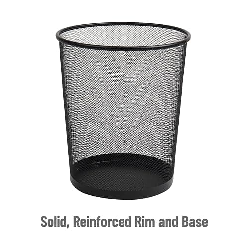 Mind Reader Mesh Trash Can, 16.65L (4.4 gal), Waste Paper Basket, Round, Office, Metal Mesh, 11.5"L x 11.5"W x 13.75"H, Black thumbnail 4