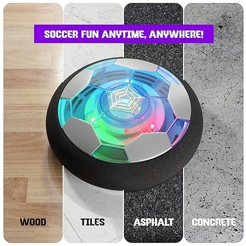 Hover Soccer Ball for Kids - Boy Birthday Gifts - Indoor Toy Games Gift for Boys Age 6, 7, 8, 9, 10, 11, 12 Year Old - Light-Up Toys Game for Kid - 6-8, 8-12 - Gift for 8 Year Olds (Single) - Single thumbnail 4