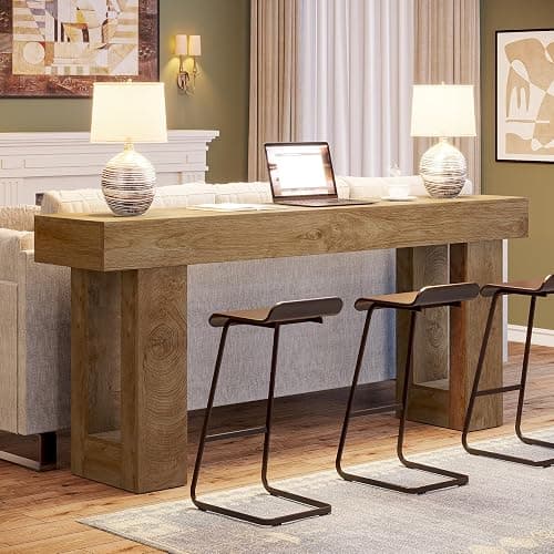Tribesigns 63-Inch Long Console Table, Wooden Rectangular Sofa Table Behind The Couch, Farmhouse Entryway Table for Entrance, Hallway, Living Room (Natural) thumbnail 6