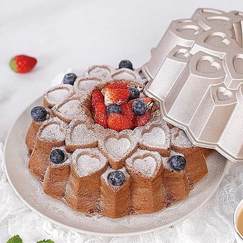 Baker's Secret Nonstick Fluted Cake Pan, Perfect for Fluted Cakes, Die Cast Aluminum Cake Pans, 2 Layers Non-stick Coating For Easy Release, Fluted Cake Pans - (Amour) thumbnail 6