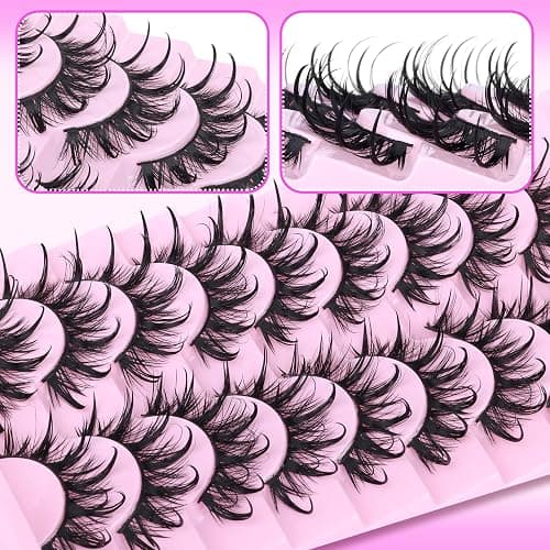 Manga Lashes Cat Eye Dramatic False Eyelashes Wet Look D-Curly Long Anime Lashes Strips Thai Style Manhua Lashes Strips Cosplay Eyelashes Wispy Spiky Lashes 12-20MM 9 Pairs by Zegaine thumbnail 7