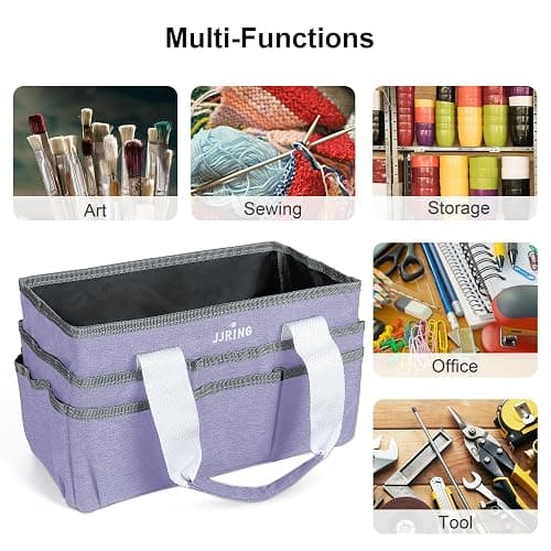 JJRING Craft Organizer Tote Bag Art Storage Caddy Lilac | With Multiple Pockets For Sewing, Scrapbooking, School, Medical, And Office Supplies thumbnail 6