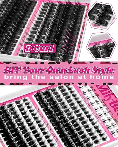 Cove Lash Clusters Kit Eyelash Clusters with Bottom Lashes 10-18mm Manga Fairy Individual Lashes Wispy Fluffy Cluster Eyelash Extensions Bond & Seal Spiky D Curl Lash Extension Kit by MilyBest thumbnail 4
