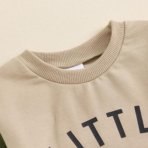 Toddler Baby Boy Fall Winter Clothes Mamas Little Boy Outfit Letter Long Sleeve Sweatshirts and Jogger Pants Set thumbnail 4