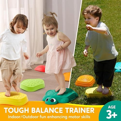 JOYIN 5 Pcs Turtle Balance Stepping Stones, Kids Turtle Path Jumping Stones, Toddler Obstacle Course Coordination Game Toys Indoor or Outdoor Play for Kids Aged 3+ thumbnail 2