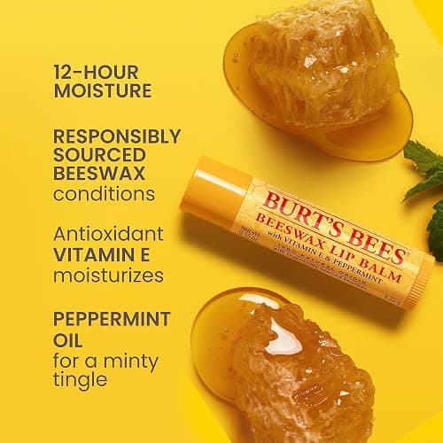 Burt's Bees Lip Balm - Original Beeswax, Lip Moisturizer With Responsibly Sourced Beeswax, Tint-Free, Natural Origin Conditioning Treatment, 4 Tubes, 0.15 oz. thumbnail 2