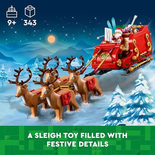 LEGO Santa's Sleigh - Building Toys for Kids, Boys & Girls, Ages 9+ - Indoor Christmas Decorations for Home W/Santa Claus Figurine & Reindeer - Gifts for Boys & Girls - 40499 thumbnail 3