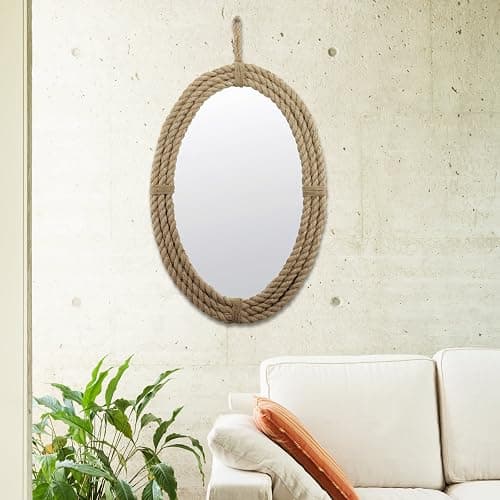 Stonebriar Collection SB-5390A Decorative Oval Rope Mirror with Hanging Loop, Unique Wall Décor thumbnail 2