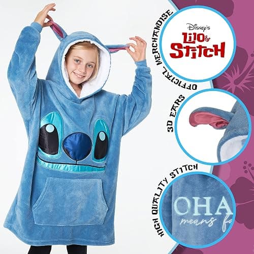Disney Stitch Blanket Hoodie for Kids Cozy Fleece Wearable Blanket Stitch Gifts thumbnail 3
