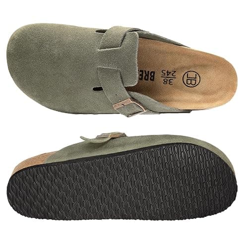 Brelzo Calvior Women's Suede Clogs Men's Slip-On Mules Non-Slip Potato Shoes Arch Support Sandals with Adjustable Buckle for Indoor & Outdoor Use thumbnail 8