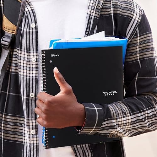 Five Star Spiral Notebook + Study App, 3 Subject, College Ruled Paper, Fights Ink Bleed, Water Resistant Cover, 8-1/2" x 11", 150 Sheets, Black (72069) - Black - 1 Count (Pack of 1) thumbnail 7