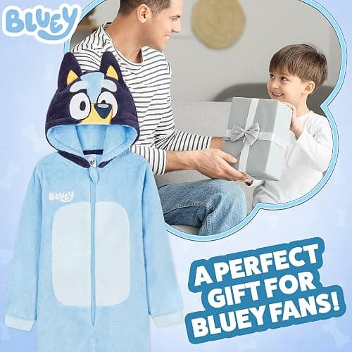 Bluey Fleece Jumpsuit for Boys Toddlers Hooded Romper Fleece Pajamas Boys Gifts thumbnail 3