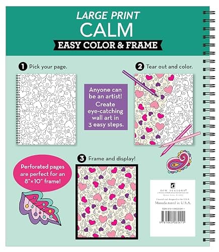Large Print Easy Color & Frame - Calm (Stress Free Coloring Book) thumbnail 2