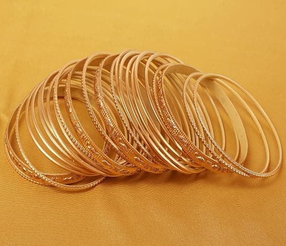 Touchstone "Colorful 2 Dozen Bangle Collection Indian Bollywood Alloy Designer Jewelry Special Large Size Bangle Bracelets Set of 24 in Gold Tone for Women. thumbnail 3