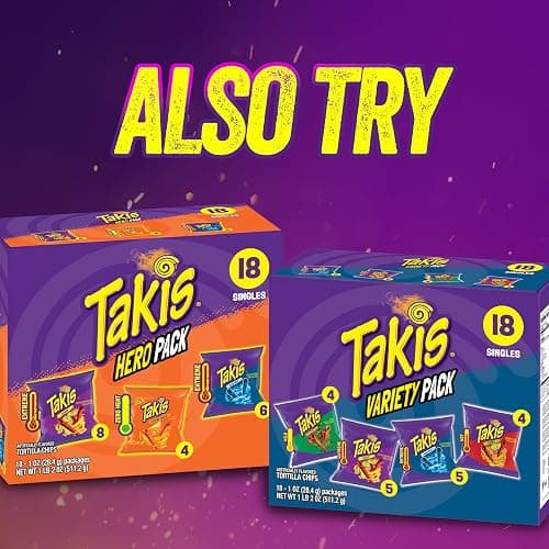Takis Mini Rolled Tortilla Chips Multipack - Fuego, 25 Count / 1.23 oz | Bite size hot chili pepper & lime flavored rolled tortilla chips, 25 portable bags for lunches or sharing; extremely spicy thumbnail 7
