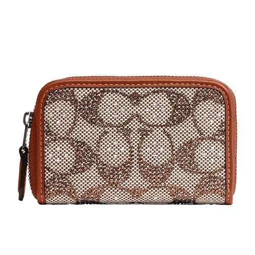 Coach Women's Crystal Signature Jacquard Small Zip Around Card Case - Image 1