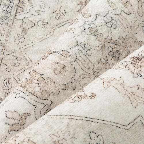 PureCozy Vintage Beige Teppich Wohnzimmer 120x170cm Schlafzimmer Wohnzimmerteppich Boho Waschbarer Carpet Weich rutschfest Teppiche Esszimmer Büro Kurzflor Groß Tepich thumbnail 7