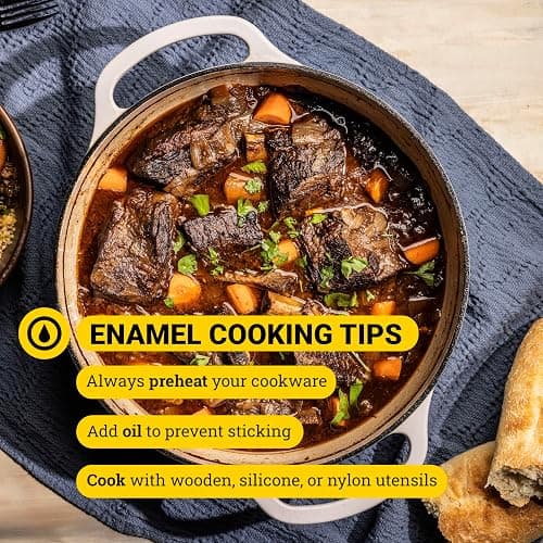 Lodge 3.6 Quart Enameled Cast Iron Covered Casserole with Lid – Dual Handles – Oven Safe up to 500° F or on Stovetop - Use to Marinate, Cook, Bake, Refrigerate and Serve – Lagoon thumbnail 7