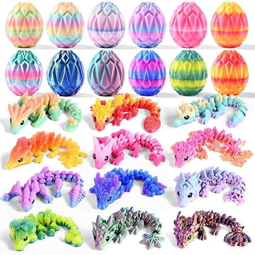 Cybermaker 12pcs 3D Printed Animals Figures Toys, Prefilled Eggs with Rainbow Dragons Inside for Party Favors, Classroom Prizes, Goodie Bag Fillers, Collectible Gifts for Kids - Image 1