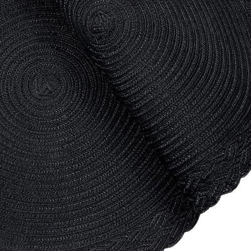 SHACOS Round Placemats Set of 4 Boho Braided Border 15 inch Circle Place Mats Washable Fabric Table Mats for Kitchen Dining Table, Black thumbnail 4