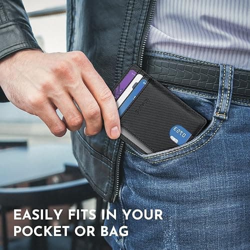 Buffway Slim Minimalist Front Pocket RFID Blocking Leather Wallets for Men and Women - Peak Black thumbnail 7