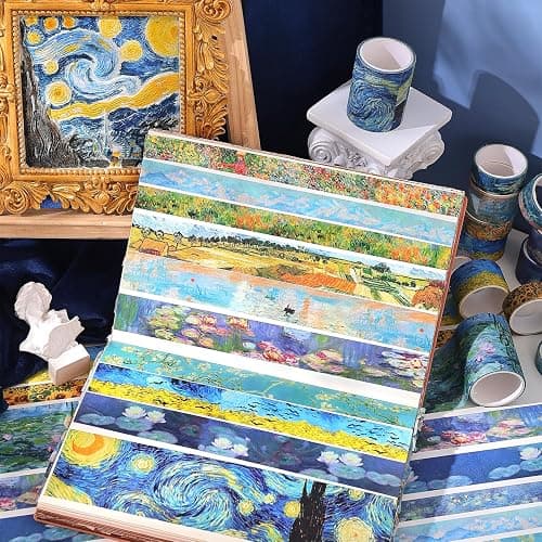 PAGEMORE 32 Rolls Washi Tape Set, Colored Van Gogh Patterns Decorative Masking Tape, Vintage Artists Tapes for Journaling, Junk Journal, DIY Craft Projects, Scrapbooking Supplies Decor thumbnail 6