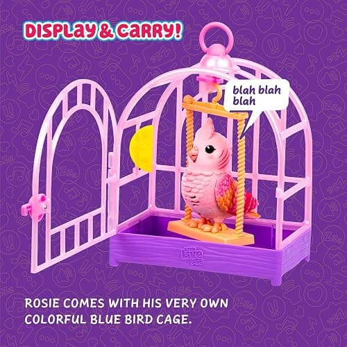 Little Live Pets My Really Real Talking Bird Toy & Cage - Rosie, Interactive Voice Repeating Toy, 20+ Sounds & Reactions, Talking Toys for Kids 5-7 thumbnail 6