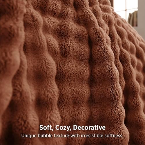 Bedsure Bubble Throw Blanket for Halloween Decor，Burnt Orange, 50"×60" | Lightweight Decorative, Fall blanket, Fleece, Couch/Sofa/Bed, Soft, Cute, Gifts for Women, Room Decor thumbnail 4