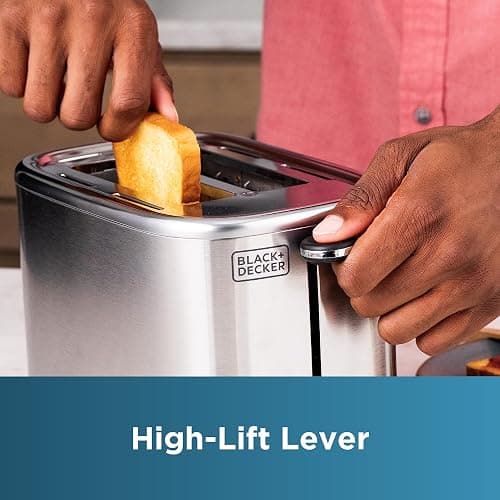 BLACK+DECKER® 2-Slice Toaster with 7 Toast Shade Settings, Extra-Wide Slots for Bagels, Stainless Steel Exterior Finish thumbnail 2