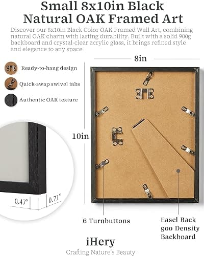 iHery Small Premium Natural Black OAK Wood 8x10in Audrey Hepburn Trendy Framed Wall Art, Vintage Funny Better Late Than Ugly Canvas Bathroom Wall Decor Essential,Girly Dorm Bedroom Living Room 1Pack thumbnail 3