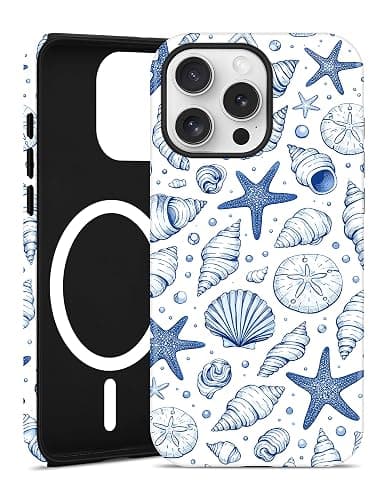 Aitipy Compatible with MagSafe Summer Collage Case for iPhone 16e/17e, Cute Magnetic Aesthetic Blue Seashells Beach Soft TPU and Hard PC Shockproof Protective Phone Cover for Women Girls - Image 1