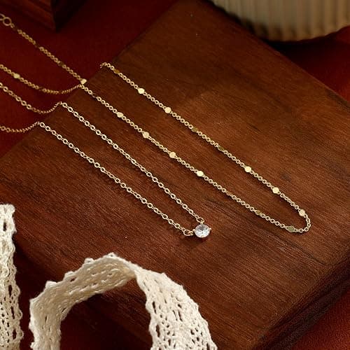 Coshilta Layered Gold Necklaces for Women, 14K Plated Gold Sterling Silver Plated Dainty Pendant Necklace Set with Cubic Zirconia,Stackable Chain Choker,Trendy Personalized Jewelry Gift Non Tarnish thumbnail 3