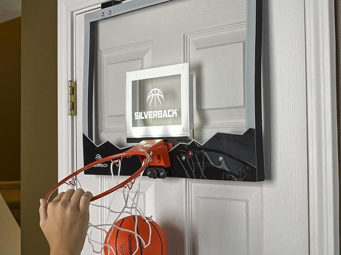 Silverback 23" LED Light-Up Over the Door Mini Basketball Hoop Includes Mini Basketball and Air Pump , Black thumbnail 7