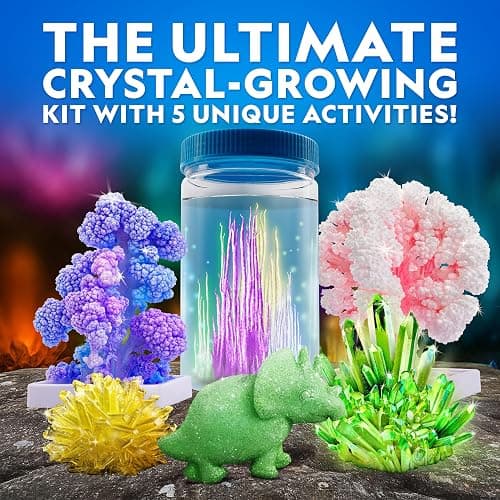 National Geographic Ultimate Crystal Growing Kit – Grow 5 Types of Crystals Including Glow in The Dark, Dinosaur Figure, Underwater Crystals & Crystal Trees with Learning Guide, STEM Science Kit thumbnail 2