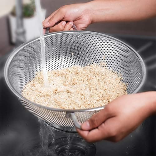 LiveFresh Stainless Steel Micro-Perforated 5-Quart Colander - Professional Strainer with Heavy Duty Handles and Self-draining Solid Ring Base - Dishwasher Safe thumbnail 8