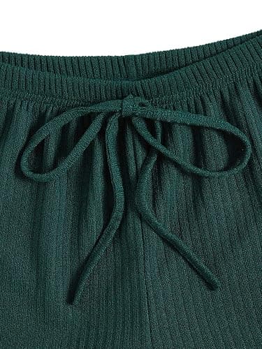 SOLY HUX Women's Button Front Ribbed Knit Tank Top and Shorts Pajama Set Sleepwear Lounge Sets thumbnail 4
