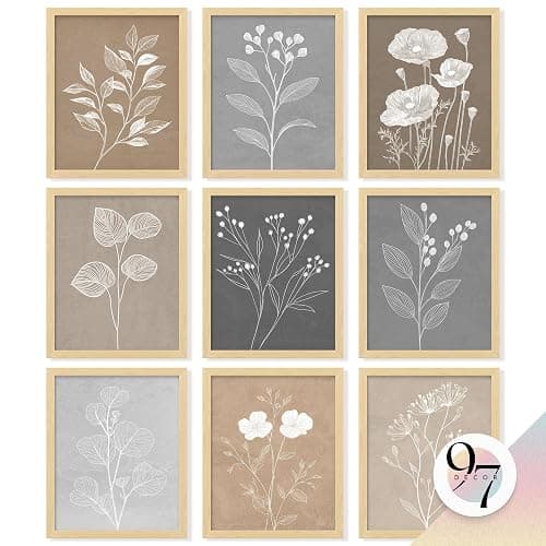 97 Decor Vintage Botanical Wall Art - Retro Floral Wall Art Posters, Farmhouse Pictures Wall Decor, Vintage Botanical Prints For Home Bedroom Office Decorations (8x10 Unframed) - Botanical - Image 1