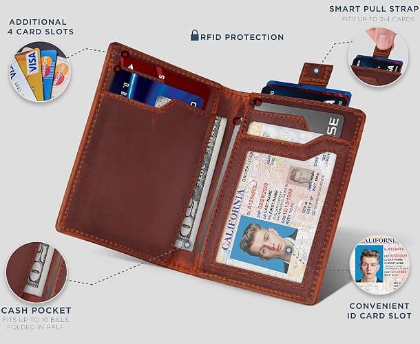 SERMAN BRANDS - Wallets for Men Slim Mens leather RFID Blocking Minimalist Card Front Pocket Bifold Travel Thin thumbnail 4