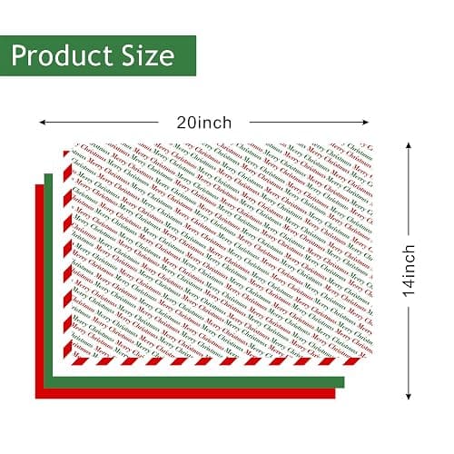Bobobag 150 Sheets 20"X14" Christmas Tissue Paper for Gift Bags Party Decoration, Red, Green, White, Red Diagonal, Merry Christmas Wrapping Paper thumbnail 6