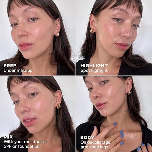 Saie Glowy Super Gel - Hydrating Makeup Primer and Illuminating Glow Serum Enriched with Vitamin C and Squalane Oil - All-Over Liquid Highlighter Makeup for Instant Glass Skin - Sunglow (1 oz) thumbnail 4