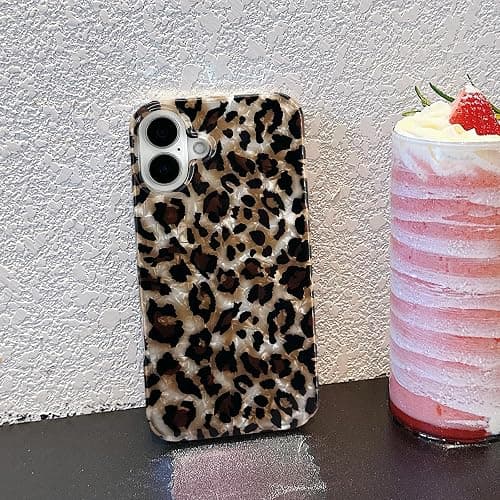 J.west Compatible with iPhone 16 Case,Luxury Sparkle Translucent Clear Vintage Leopard Print Soft Silicone Cover for Girls Women Protective Phone Case for iPhone 16 6.1 inch Cheetah thumbnail 6