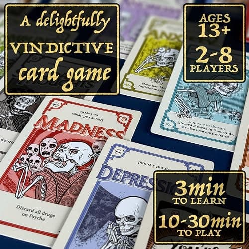 Pillbox Games Side Effects | Strategic Take that Card Game of Therapy, Medication, Disorder Cards & Chaotic Interaction | Stylish Art Game for 2–8 Players Ages 14+ | 10–30 Minute Playtime thumbnail 5