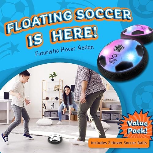 Let Loose Moose Hover Soccer Ball, Set of 2 LED Soccer Ball Toys, Gifts for 8 Year Old Boys, Indoor LED Floating Football for 7 Year Old Kids, Boy Birthday Gifts Age 4-6, 6-8, 8-12 Fun Sport Toy thumbnail 2