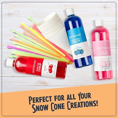 Nostalgia Snow Cone Shaved Ice Machine - Retro Table-Top Slushie Machine Makes 20 Icy Treats - Includes 2 Reusable Plastic Cups & Ice Scoop - Retro Red - Tabletop - Red thumbnail 6