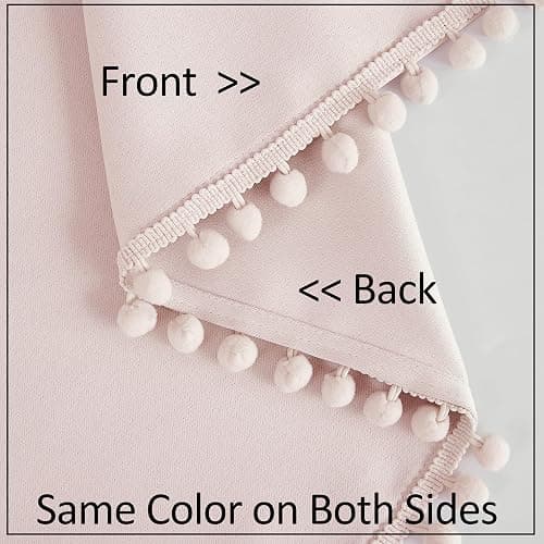 Treatmentex Pom-Pom Pink Half-Blackout Curtains 45'''' Short Window Curtain Set for Girls Baby Nursery Room Darkening Drapes 2 Panels Rod Pocket,Adult thumbnail 7