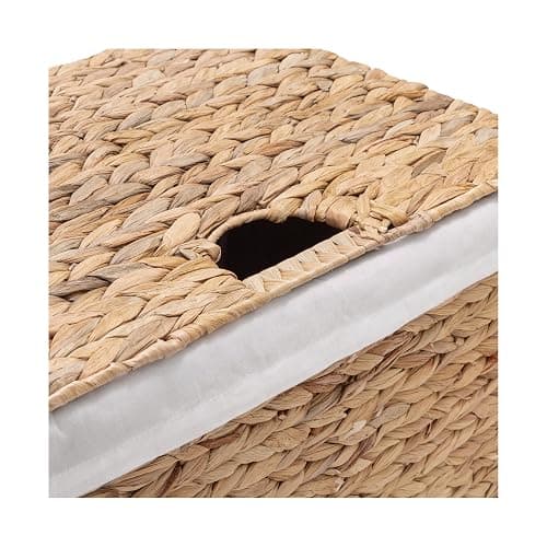 Seville Classics Premium Natural Handwoven Portable Laundry Bin Basket with Carrying Handles, Natural Water Hyacinth, Rectangular, Volume: 2.5 bushels or 3.1 cu. ft, 18.5" W x 12.2" D x 24" H thumbnail 7