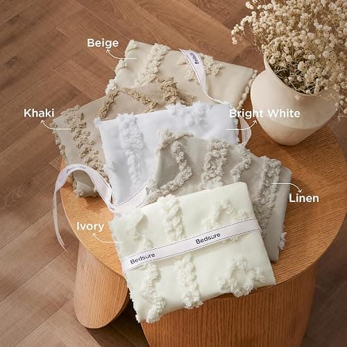 Bedsure Tufted Boho Comforter Set Queen Size - Beige Boho Bed Set, GentleSoft™ 3 Pieces Farmhouse Shabby Chic Embroidery Bedding, Gifts for Woman, Soft Jacquard Queen Comforter for All Seasons thumbnail 3